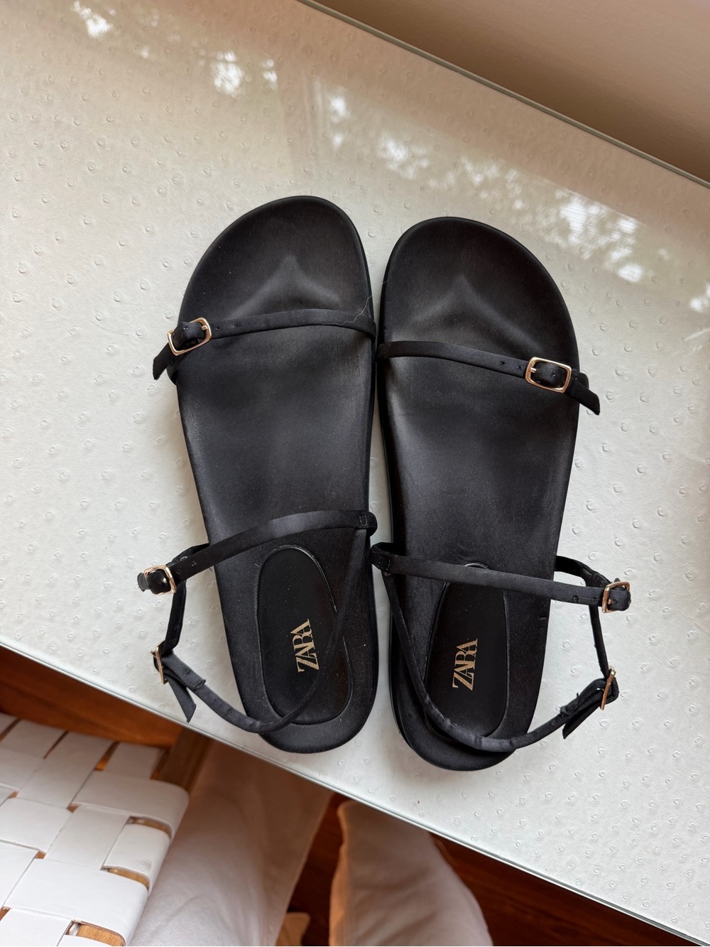 Zara Black Minimalist Buckle Sandals